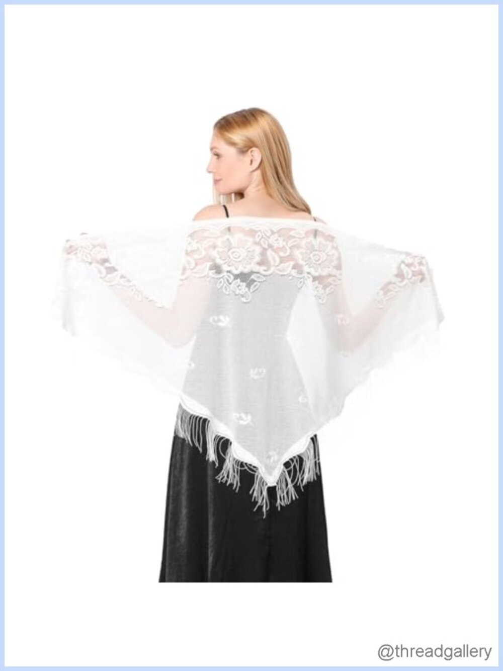 Lace Triangle Shawl Wrap Floral Crochet Tassel Breathable Evening Wedding